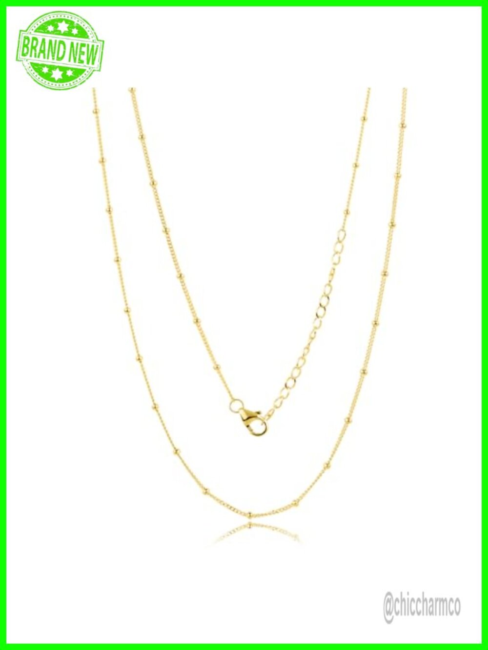 10K Yellow Gold Beaded Bracelet and 7.5-9.5 Inch Chain Necklace for Women